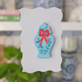 MILLIE B & Co. Needle Minder ~ Hand Painted Blue Ginger Jar, Artisan Stitching Accessory, Wooden Minder, Handcrafted Needlework Tool