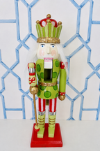 MILLIE B & Co. ~ Hand Painted Whimsy Nutcracker, 18 Inch Peppermint Pop Wooden Nutcracker, Artisan Crafted Seasonal Decor, Great Gift!