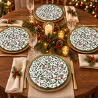 GANZ MIDWEST Botanical Holly Holiday Dinner Plates - 4-Piece Set, Christmas, Holiday Decor