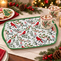 Ganz Red Cardinal Botanical Christmas Serving Tray Melamine 17"