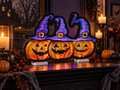 Triple Jack-O’-Lantern Infinity Ekkolight – 25" LED Halloween Luminary with 3D Light Effect, Acrylic Indoor Display