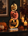 Triple Jack-O’-Lantern Infinity EkkoLight – 25"H LED Halloween Luminary, Double-Sided Acrylic Display – K12670
