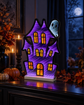 Haunted House with Ghost Infinity EkkoLight – 16" LED Halloween Luminary, 3D Acrylic Display – K53549