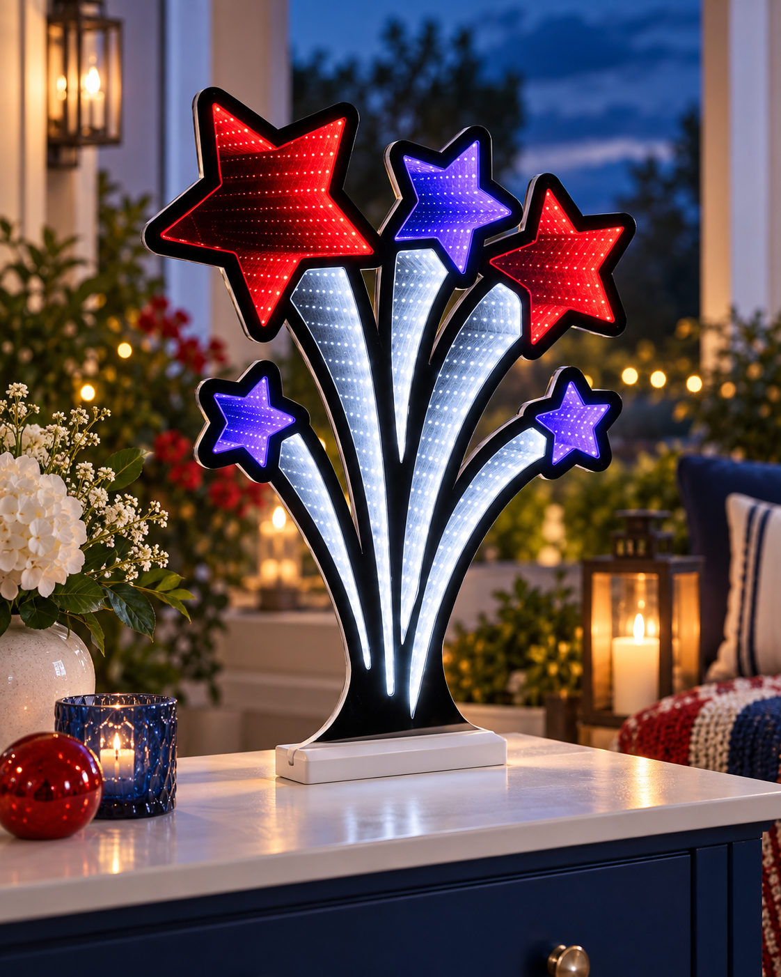 Shooting Star Infinity EkkoLight – 24" Red, White & Blue LED Acrylic Luminary – K11630