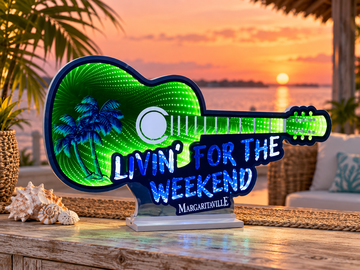 Margaritaville “Livin’ for the Weekend” Guitar Infinity EkkoLight – 27.5" LED Acrylic Luminary – K99239