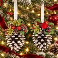 GANZ MIDWEST-CBK ~ 5" Holiday Pinecone Ornaments - Cardinal & Jingle Bell Set