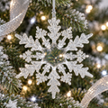 GANZ ~ Silver Glitter Tree & Clear Snowflake Ornament, 4½"