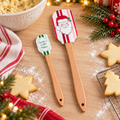 GANZ Santa Stripe Silicone Spatula Set with Wooden Handles, 2 Pieces, Holiday Decor