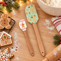 GANZ Sweet Shop Gingerbread Silicone Spatula Set With Wooden Handles, 2 Pieces