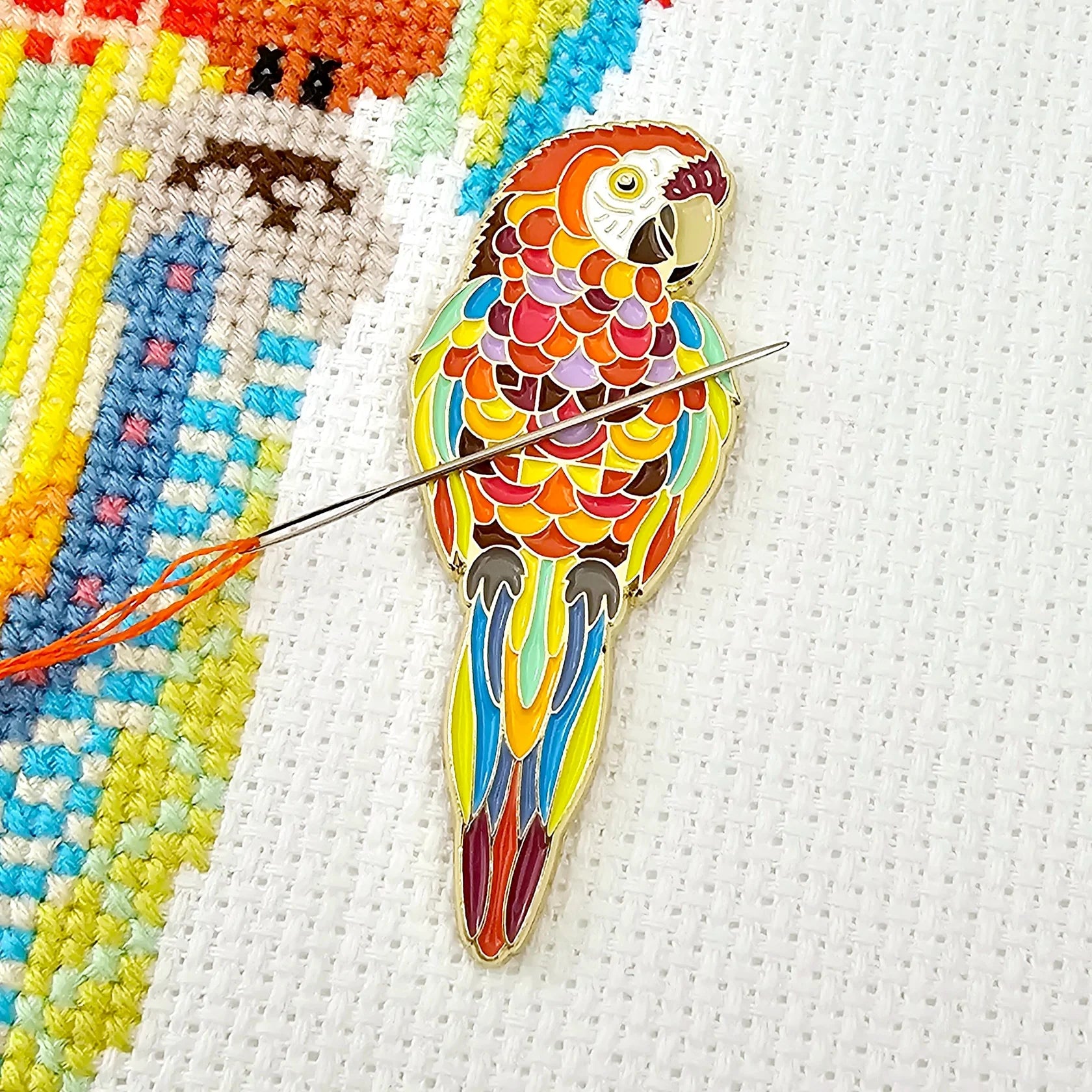 MELOCA DESIGNS ~ Mandala Parrot Needle Minder | Enamel Needle Minder | Magnetic | Cross Stitch | Sewing Accessory | Cat Gift | Fridge Magnet (Copy) (Copy) (Copy) (Copy) (Copy) (Copy)