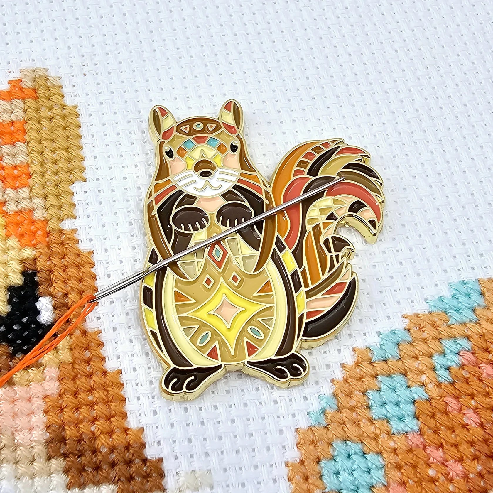 MELOCA DESIGNS ~ Mandala Squirrel Needle Minder | Enamel Needle Minder | Magnetic | Cross Stitch | Sewing Accessory | Cat Gift | Fridge Magnet (Copy) (Copy) (Copy) (Copy)