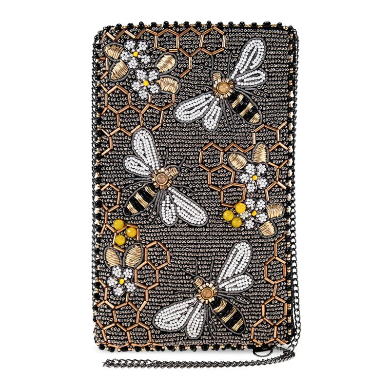 Mary Frances Handmade Bee Awesome Crossbody Beaded Phone Bag