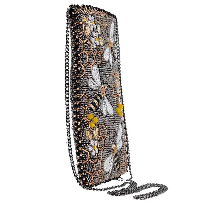 Mary Frances Handmade Bee Awesome Crossbody Beaded Phone Bag