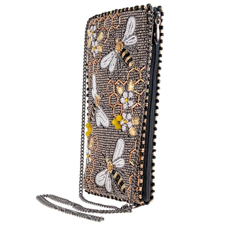 Mary Frances Handmade Bee Awesome Crossbody Beaded Phone Bag