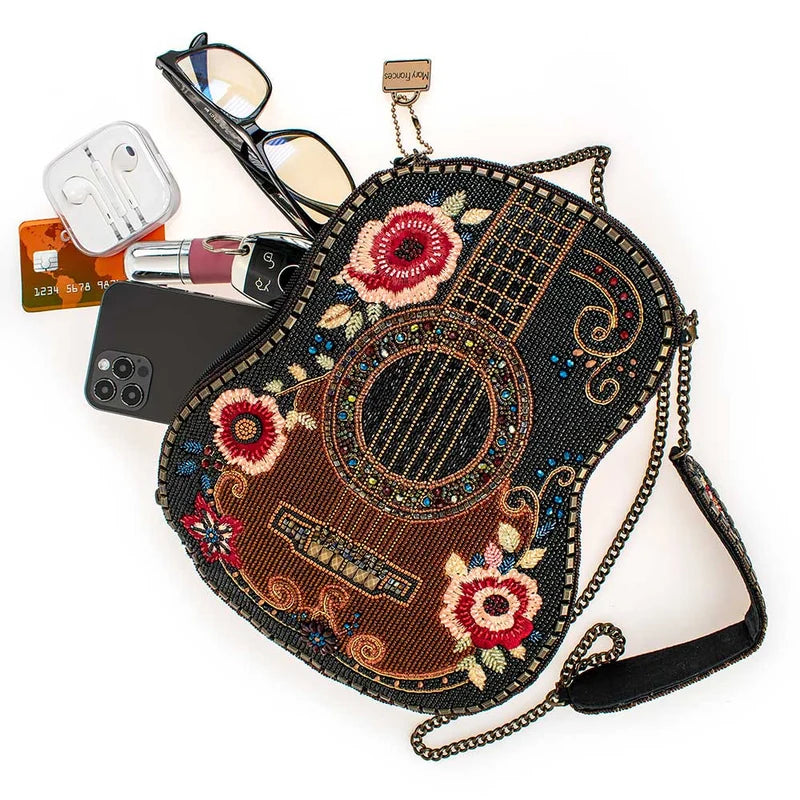 Mary Frances Handmade Classical Vibe Beaded Crossbody Handbag