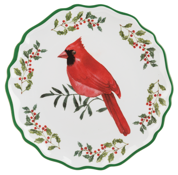 GANZ MIDWEST Cardinal Holiday Salad Plates - Set of 4, Christmas, Holiday Decor