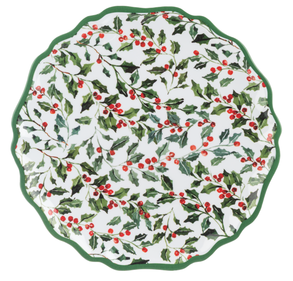 GANZ MIDWEST Botanical Holly Holiday Dinner Plates - 4-Piece Set, Christmas, Holiday Decor