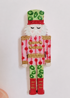 MILLIE B & Co. Needle Minder ~ Hand Painted Dotty Nutcracker, Artisan Stitching Accessory, Wooden Minder, Handcrafted Needlework Tool