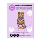 MELOCA DESIGNS ~ Mandala Cat Needle Minder | Enamel Needle Minder | Magnetic | Cross Stitch | Sewing Accessory | Cat Gift | Fridge Magnet