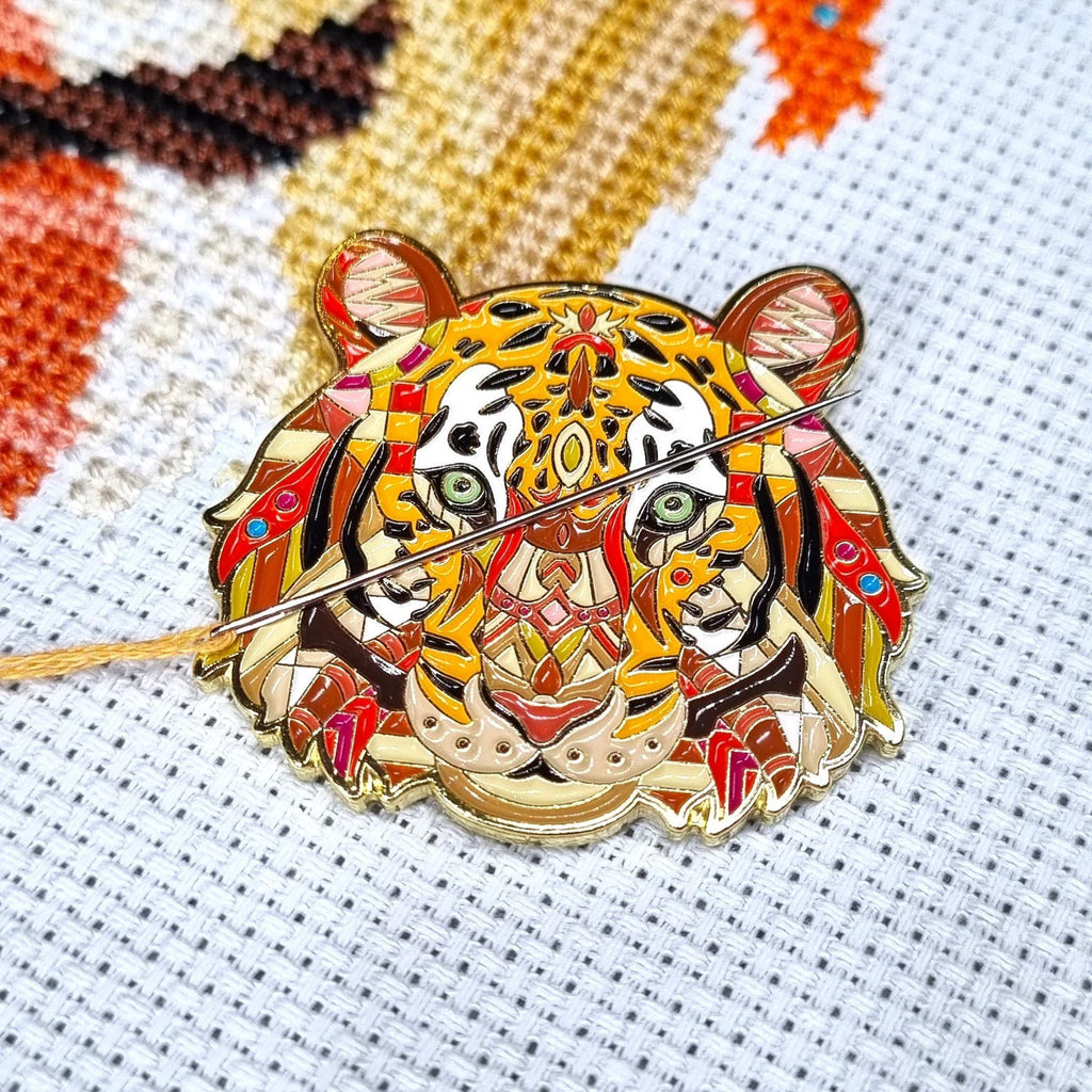 MELOCA DESIGNS ~ Mandala Tiger Needle Minder | Enamel Needle Minder | Magnetic | Cross Stitch | Sewing Accessory | Cat Gift | Fridge Magnet (Copy)