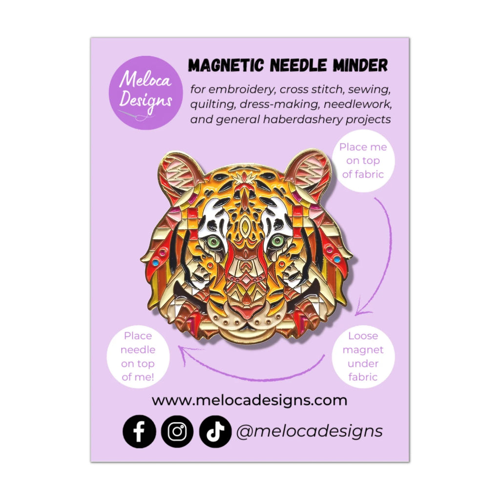 MELOCA DESIGNS ~ Mandala Tiger Needle Minder | Enamel Needle Minder | Magnetic | Cross Stitch | Sewing Accessory | Cat Gift | Fridge Magnet (Copy)