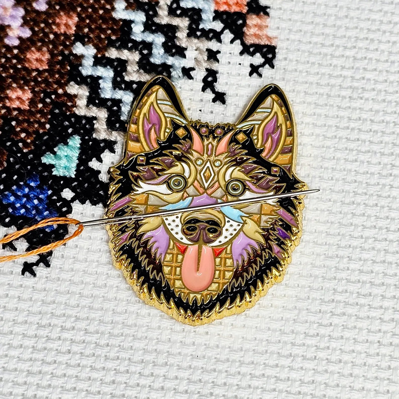 MELOCA DESIGNS ~ Mandala Husky Dog Needle Minder | Enamel Needle Minder | Magnetic | Cross Stitch | Sewing Accessory | Cat Gift | Fridge Magnet (Copy) (Copy)