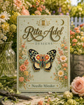 Rita Adel Designs Needle Minder ~ Butterfly, Handcrafted Stitching Accessory, Needle Dock, Enamel, Rhinestone, Needlework Tool