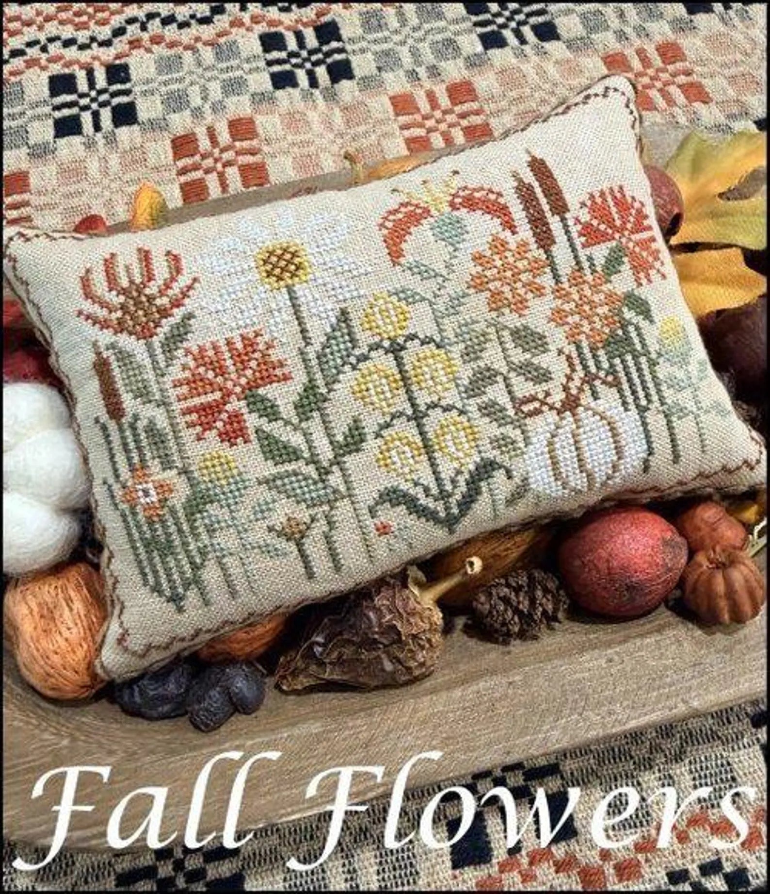 THE SCARLETT HOUSE "Fall Flowers" Counted Cross Stitch Pattern, Sampler, Pattern Only