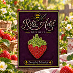 Rita Adel Designs Needle Minder ~ Jeweled Strawberry Handcrafted Stitching Accessory, SecureMag System, Needlework Tool