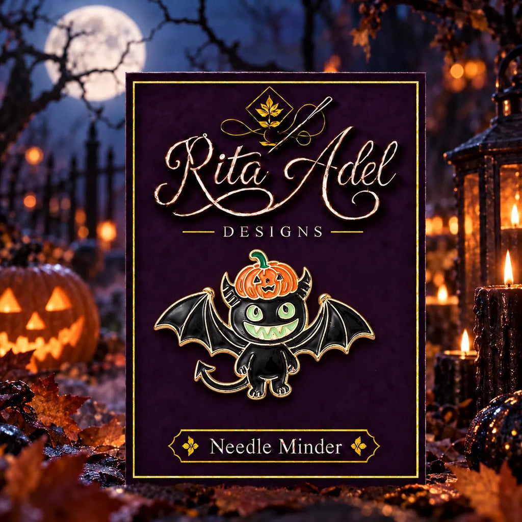 Rita Adel Designs Needle Minder ~ Cartoon Bat Halloween Handcrafted Stitching Accessory, SecureMag System, Needlework Tool