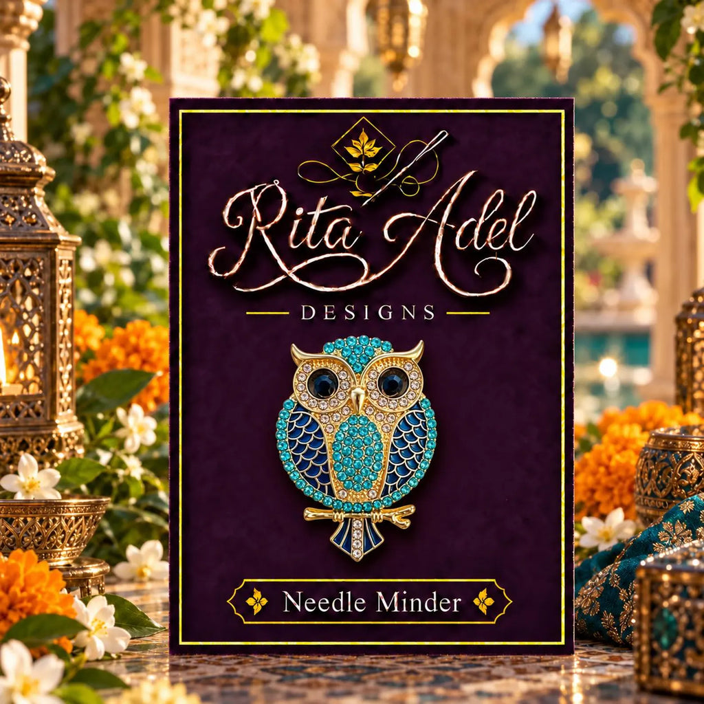 Rita Adel Designs Needle Minder ~ Turquoise Owl Handcrafted Stitching Accessory, SecureMag System, Needlework Tool