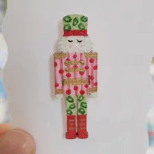 MILLIE B & Co. Needle Minder ~ Hand Painted Dotty Nutcracker, Artisan Stitching Accessory, Wooden Minder, Handcrafted Needlework Tool