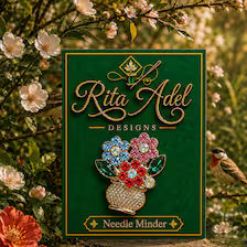 Rita Adel Designs Needle Minder ~ Crystal Flower Basket Needle Minder, Handcrafted Stitching Accessory, Needle Dock, Needlework Tool (Copy)
