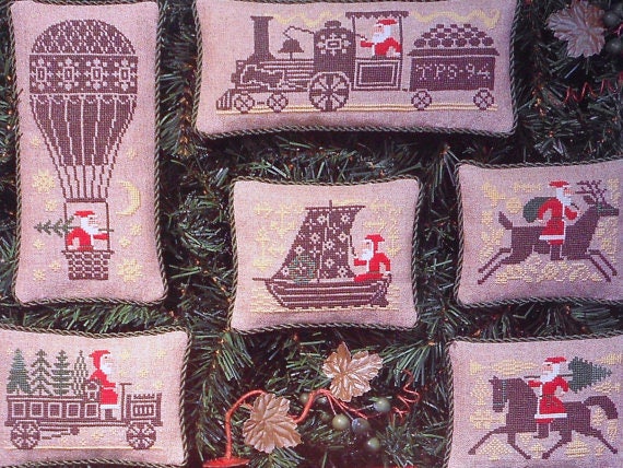 The Prairie Schooler SANTA RIDES Counted Cross Stitch Pattern, Christmas, Santa, Primitive, Reindeer, Book No. 47