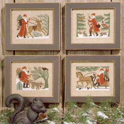 The Prairie Schooler WOODLAND SANTAS Counted Cross Stitch Pattern, Winter, Christmas, Santa, Chart Book No. 96