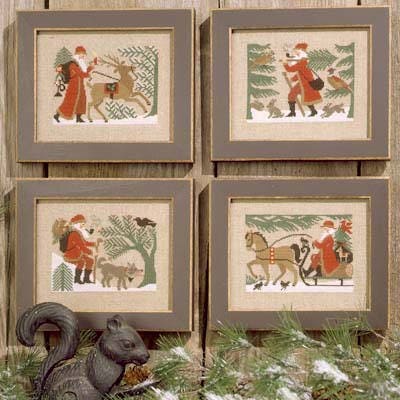 The Prairie Schooler WOODLAND SANTAS Counted Cross Stitch Pattern, Winter, Christmas, Santa, Hoffman Reprint, Chart Book No. 96