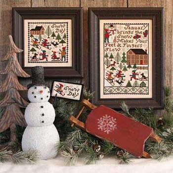 The Prairie Schooler JANUARY Counted Cross Stitch Pattern, Winter, Christmas, Sampler, Snowman, Snow, Hoffman Reprint, Chart Book No. 177
