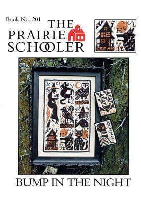 The Prairie Schooler "BUMP In THE NIGHT" Counted Cross Stitch, Witch, Autumn, Halloween, Haunted House, Cat, Chart Book No. 201