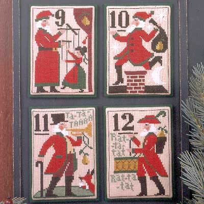 The Prairie Schooler SANTA'S 12 DAYS of CHRISTMAS 9 - 12 Counted Cross Stitch Pattern Chart Book No. 127