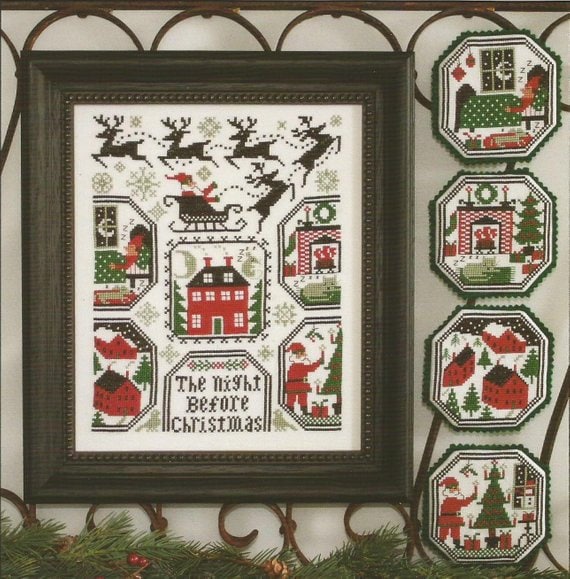 The Prairie Schooler The NIGHT BEFORE CHRISTMAS Counted Cross Stitch, Winter, Santa, Reindeer, Chart Book No. 199, Pattern Only