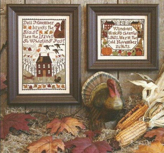 The Prairie Schooler NOVEMBER Counted Cross Stitch Pattern, Autumn, Thanksgiving, Chart Book No. 149