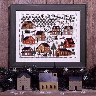 The Prairie Schooler CHRISTMAS VILLAGE Counted Cross Stitch Pattern, Winter, Sleigh Ride, Leaflet Chart Book No. 79