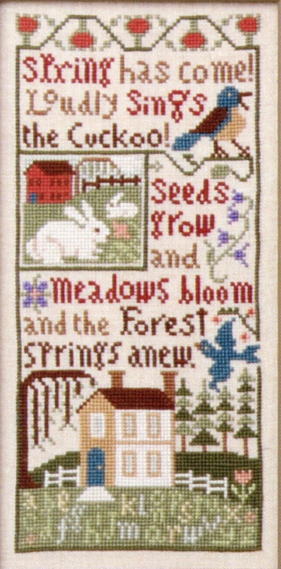 The Prairie Schooler SPRING HAS COME!  Counted Cross Stitch Pattern, Sampler, Hoffman Reprint, Chart Book No. 136