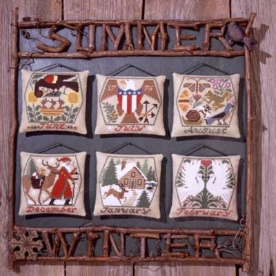 The Prairie Schooler "SUMMER & WINTER" Counted Cross Stitch Pattern, Seasons, Hoffman Reprint, Chart Book No. 91,  Pattern Only