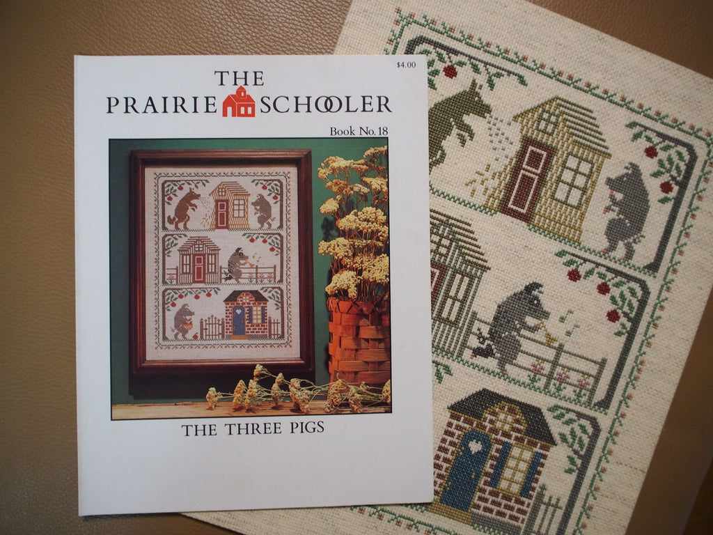 THE THREE PIGS by The Prairie Schooler Counted Cross Stitch Pattern Leaflet Chart Book No. 18