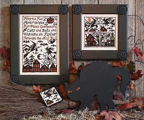 The Prairie Schooler CATS, BATS, & WITCHES Cross Stitch Pattern, Halloween, Autumn,  Hoffman Reprint, Chart Book No. 174
