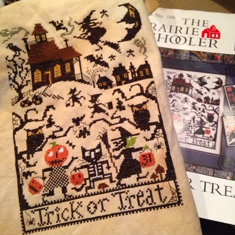 The Prairie Schooler "TRICK OR TREAT", Counted Cross Stitch Pattern, Halloween, Fall, Pumpkins, Witch, Hoffman Reprint, Chart Book No. 188