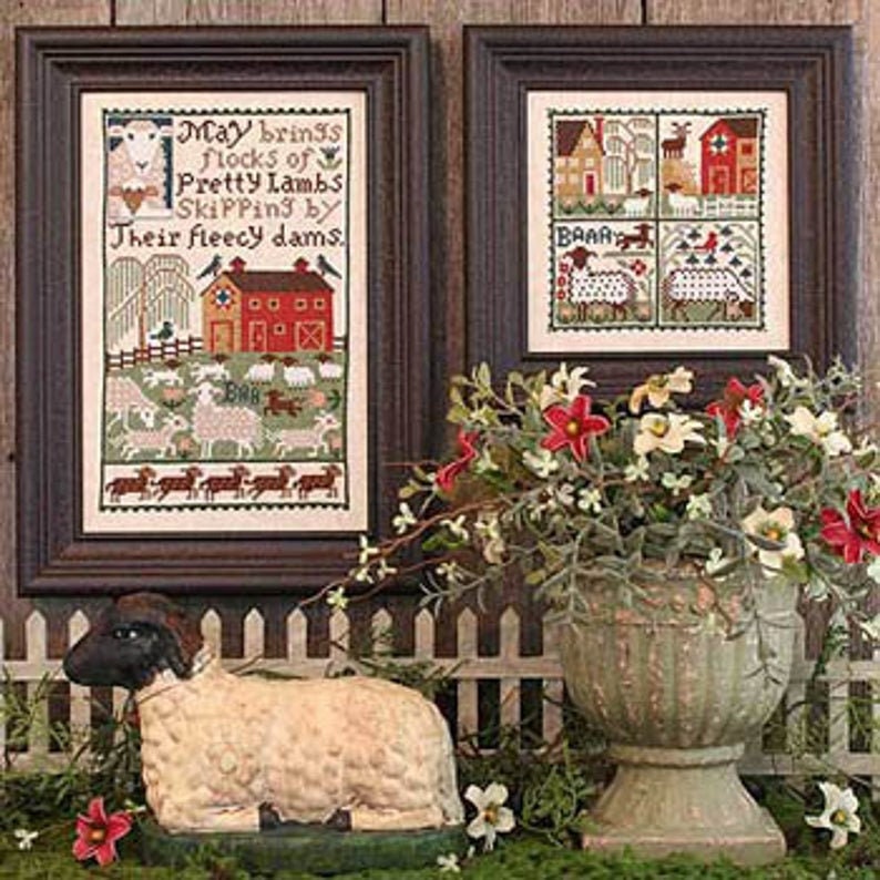 The Prairie Schooler "MAY", Counted Cross Stitch, Spring, Sheep, Americana, Farm, Chart Pattern Book No. 168