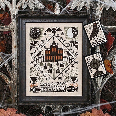 The Prairie Schooler "NEVERMORE" Counted Cross Stitch, Halloween, Autumn, Alphabet, Haunted House, Leaflet Pattern Chart Book No. 196