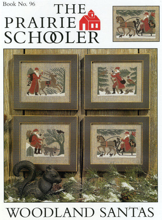 The Prairie Schooler WOODLAND SANTAS Counted Cross Stitch Pattern, Winter, Christmas, Santa, Chart Book No. 96